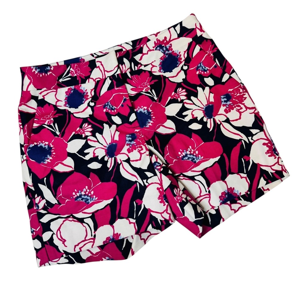 Talbots Womens 2 Pink Navy Floral Chino Shorts‎ NWT Summer Preppy Poppy Print